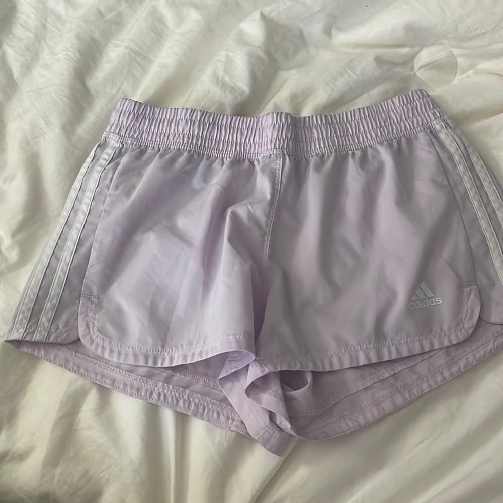 light purple adidas gym shorts
